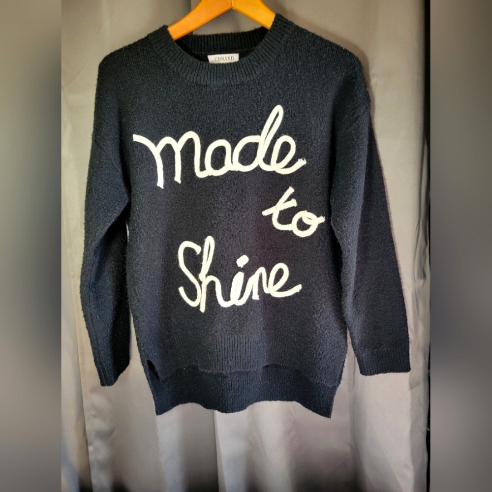 Cbrand Women's Black Sweater with "Made to Shine" Size Small
